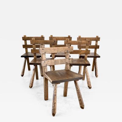 FRENCH BRUTALIST DINING CHAIRS SET OF 8