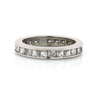 FRENCH CUT PLATINUM 3 00CTTW CHANNEL SET DIAMOND ETERNITY BAND