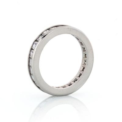 FRENCH CUT PLATINUM 3 00CTTW CHANNEL SET DIAMOND ETERNITY BAND