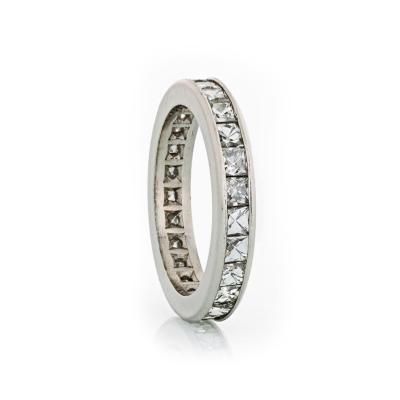 FRENCH CUT PLATINUM 3 00CTTW CHANNEL SET DIAMOND ETERNITY BAND