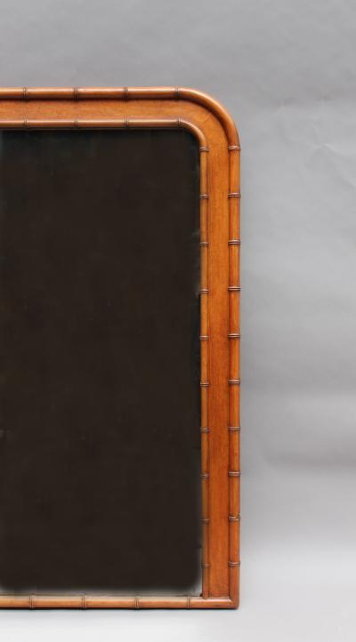 FRENCH NAPOLEON II FAUX BAMBOO AND MAHOGANY FRAMED MIRROR