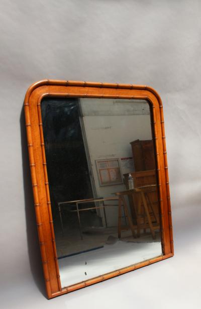 FRENCH NAPOLEON II FAUX BAMBOO AND MAHOGANY FRAMED MIRROR