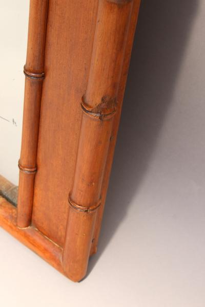 FRENCH NAPOLEON II FAUX BAMBOO AND MAHOGANY FRAMED MIRROR