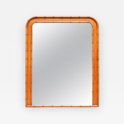 FRENCH NAPOLEON II FAUX BAMBOO AND MAHOGANY FRAMED MIRROR