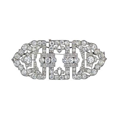 FRENCH PLATINUM 1930S ART DECO DIAMOND BROOCH