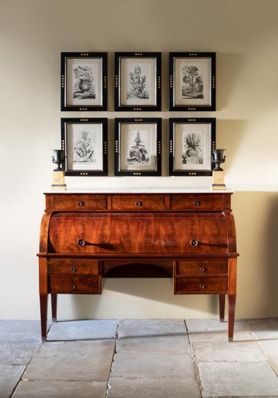FRENCH RESTAURATION FLAME MAHOGANY ROLL TOP DESK