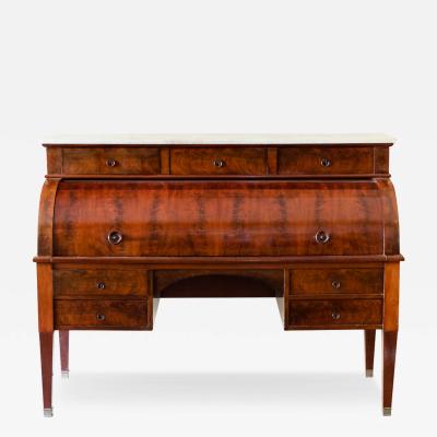 FRENCH RESTAURATION FLAME MAHOGANY ROLL TOP DESK