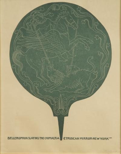 FRITZ ENDELL SET OF EXTREMELY FINE WOODCUTS OF ANCIENT HAND MIRRORS BY FRITZ ENDELL