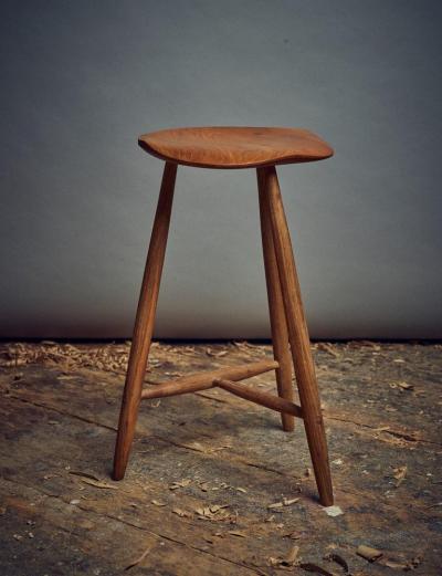 Fabian Fischer Handcrafted Studio Three Legged Stool by Fabian Fischer Germany 2019