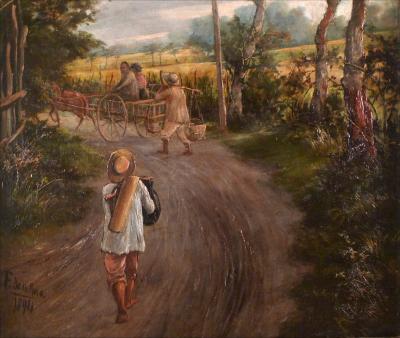 Fabian de la Rosa Filipino Farm Workers in Horse Carriage
