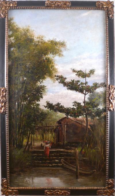 Fabian de la Rosa Filipino Girl Coming Down the Steps