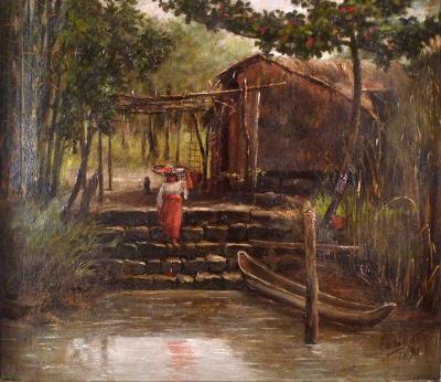 Fabian de la Rosa Filipino Girl Coming Down the Steps