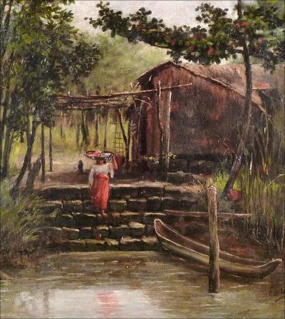 Fabian de la Rosa Filipino Girl Coming Down the Steps