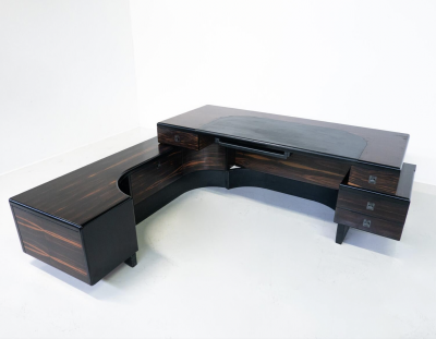 Fabio Lenci Mid Century Large Executive Wooden Desk by Fabio Lenci for Bernini Italy 1960s