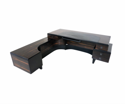 Fabio Lenci Mid Century Large Executive Wooden Desk by Fabio Lenci for Bernini Italy 1960s