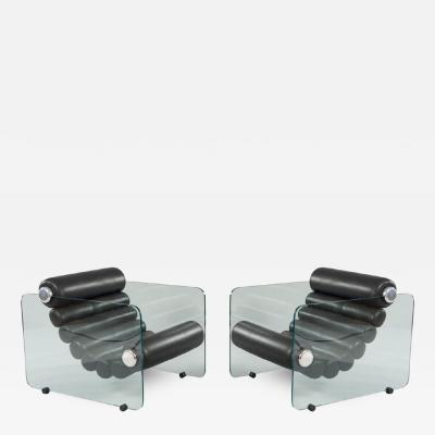 Fabio Lenci Pair Of Hyaline Lounge Chairs By Fabio Lenci