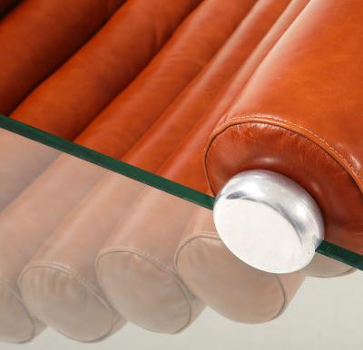 Fabio Lenci Pair of Hyaline Leather and Glass Chain Chairs by Fabio Lenci for Stendig