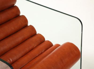 Fabio Lenci Pair of Hyaline Leather and Glass Chain Chairs by Fabio Lenci for Stendig