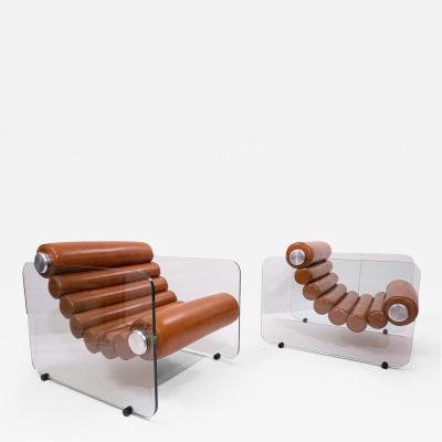 Fabio Lenci Pair of Hyaline Modular leather Armchairs by Fabio Lenci