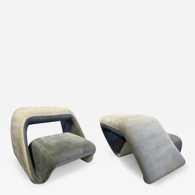 Fabio Novembre Pair of Italian Modern Suede Air Armchairs Fabio Novembre 1970s