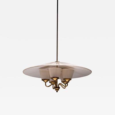 Fabric and brass chandelier