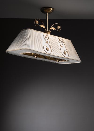 Fabric and metal pendant lamp