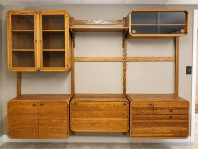 Fabulous Curved Danish style 3 Bay Modular Wall Unit JA Wood Craft
