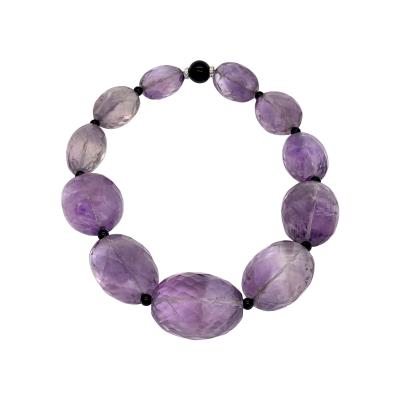 Fabulous Large Faceted Amethyst Bead Necklace