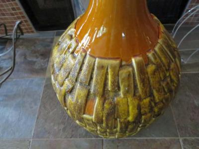 Fabulous Large Scale Textured Brutalist Glazed Lamp Mid Century Modern