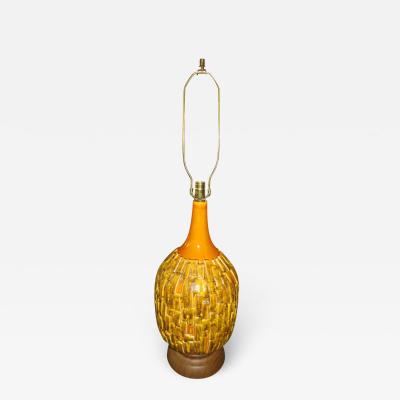 Fabulous Large Scale Textured Brutalist Glazed Lamp Mid Century Modern