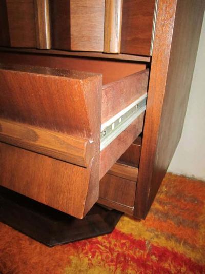 Fabulous Mid century Modern 3 dimensional Walnut tall Dresser Danish
