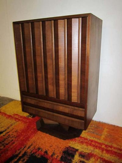 Fabulous Mid century Modern 3 dimensional Walnut tall Dresser Danish