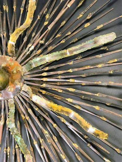 Fabulous Mixed Metal Sputnik Form Brutalist Wall Sculpture