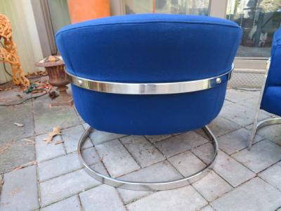 Fabulous Pair of Chrome Barrel Back Chairs Mid Century Modern