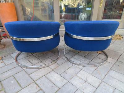 Fabulous Pair of Chrome Barrel Back Chairs Mid Century Modern