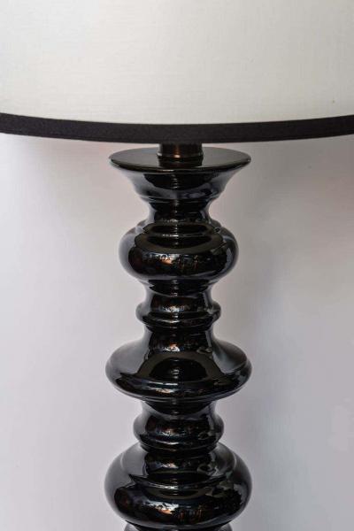 Fabulous Pair of Tall Black Hollywood Regency Style Table Lamps