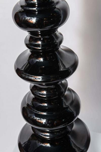 Fabulous Pair of Tall Black Hollywood Regency Style Table Lamps