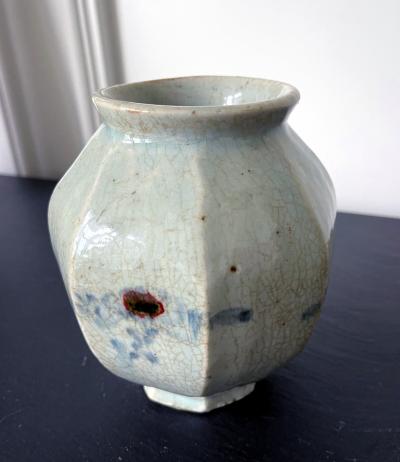 Faceted Korean Ceramic Celadon Jar Joseon Dynasty