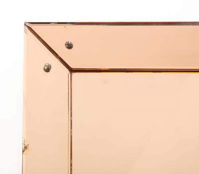 Faceted Peach Pink Glass Mirror France 20th C 
