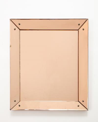 Faceted Peach Pink Glass Mirror France 20th C 