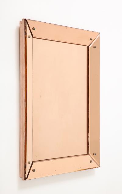 Faceted Peach Pink Glass Mirror France 20th C 