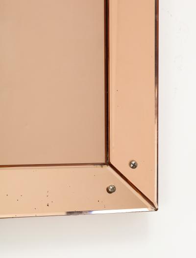Faceted Peach Pink Glass Mirror France 20th C 