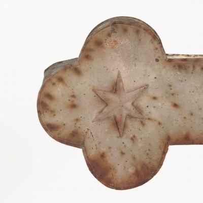 Faded Red Painted Zinc Cross from France