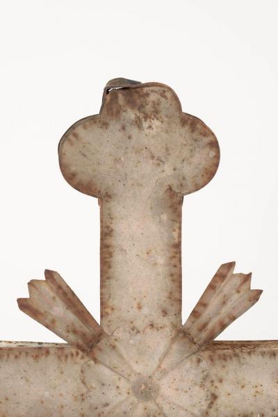 Faded Red Painted Zinc Cross from France