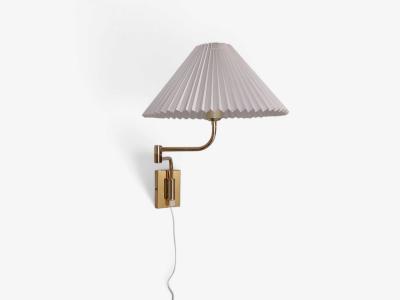 Fagerhults Articulating Wall Light Brass Fabric Sweden 1980s