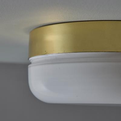Fagerhults Belysning 1970s Fagerhult Brass and Glass Flush Mount