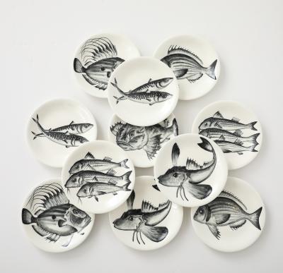 Faience d Avrit Faience d Avrit 11 French Hand Painted Fish Dinner Plates