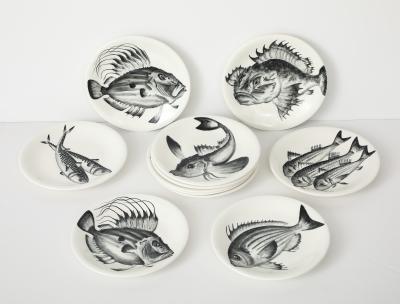 Faience d Avrit Faience d Avrit 11 French Hand Painted Fish Dinner Plates