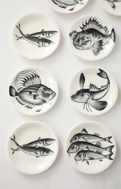 Faience d Avrit Faience d Avrit 11 French Hand Painted Fish Dinner Plates