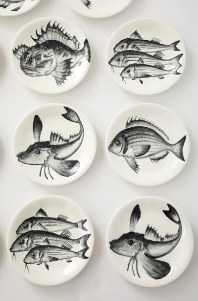 Faience d Avrit Faience d Avrit 11 French Hand Painted Fish Dinner Plates